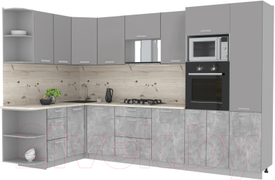Готовая кухня Интерлиния Мила Лайт 1.68x3.2 левая - фото