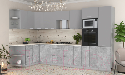 Готовая кухня Интерлиния Мила Лайт 1.68x3.4 левая