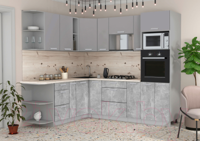 Готовая кухня Интерлиния Мила Лайт 1.88x2.4 левая