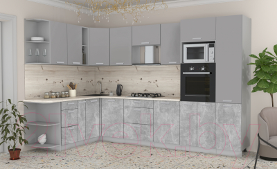 Готовая кухня Интерлиния Мила Лайт 1.88x3.2 левая