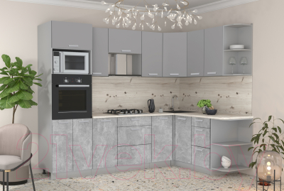 Готовая кухня Интерлиния Мила Лайт 1.68x2.6 правая