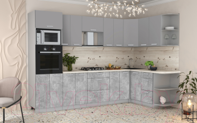 Готовая кухня Интерлиния Мила Лайт 1.68x3.0 правая