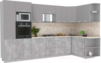 Готовая кухня Интерлиния Мила Лайт 1.68x3.4 правая - фото