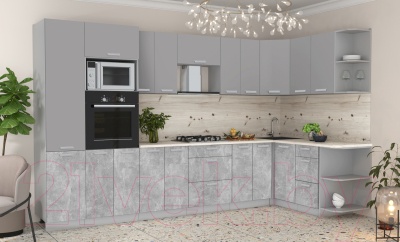 Готовая кухня Интерлиния Мила Лайт 1.68x3.4 правая