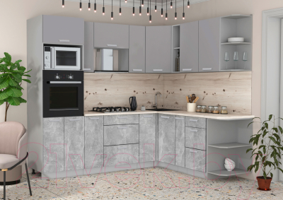 Готовая кухня Интерлиния Мила Лайт 1.88x2.4 правая