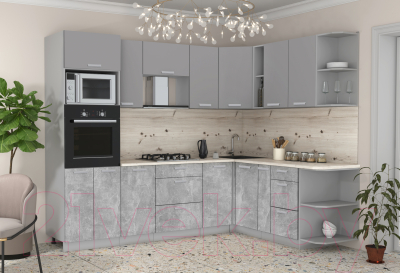 Готовая кухня Интерлиния Мила Лайт 1.88x2.6 правая