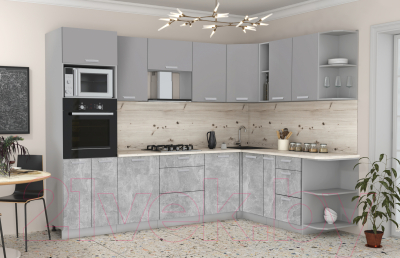 Готовая кухня Интерлиния Мила Лайт 1.88x2.8 правая