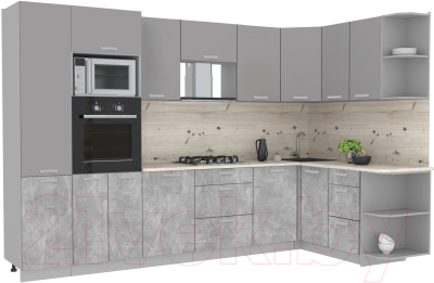 Готовая кухня Интерлиния Мила Лайт 1.88x3.2 правая - фото