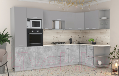 Готовая кухня Интерлиния Мила Лайт 1.88x3.2 правая