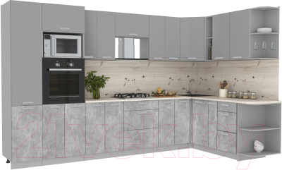 Готовая кухня Интерлиния Мила Лайт 1.88x3.4 правая - фото