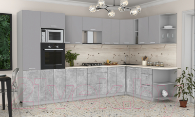 Готовая кухня Интерлиния Мила Лайт 1.88x3.4 правая