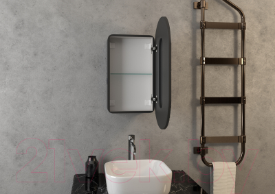 Шкаф с зеркалом для ванной Континент Elmage Black Led 45x80