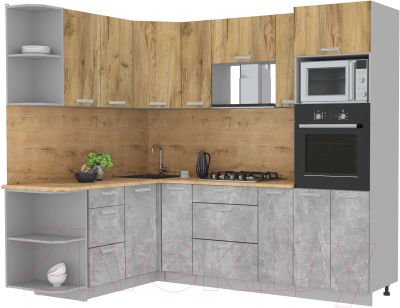 Готовая кухня Интерлиния Мила Лайт 1.68x2.4 левая - фото