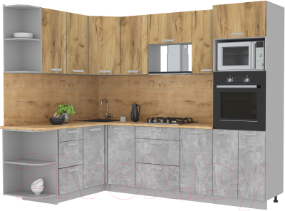 Готовая кухня Интерлиния Мила Лайт 1.68x2.6 левая - фото