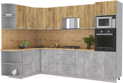 Готовая кухня Интерлиния Мила Лайт 1.68x3.0 левая - фото