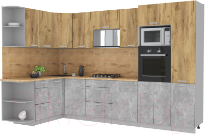 Готовая кухня Интерлиния Мила Лайт 1.68x3.2 левая - фото