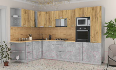 Готовая кухня Интерлиния Мила Лайт 1.88x3.2 левая