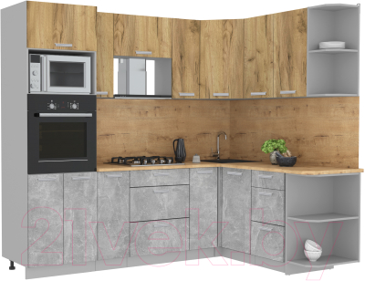 Готовая кухня Интерлиния Мила Лайт 1.68x2.4 правая - фото