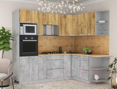 Готовая кухня Интерлиния Мила Лайт 1.68x2.4 правая