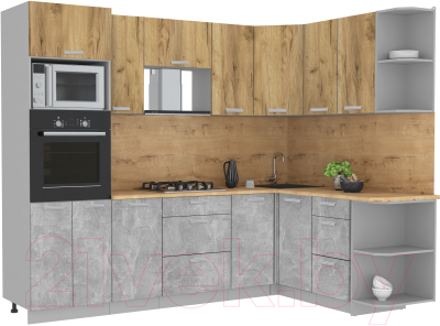 Готовая кухня Интерлиния Мила Лайт 1.68x2.6 правая - фото