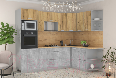 Готовая кухня Интерлиния Мила Лайт 1.68x2.6 правая