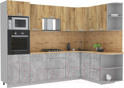 Готовая кухня Интерлиния Мила Лайт 1.68x2.8 правая - фото