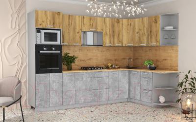 Готовая кухня Интерлиния Мила Лайт 1.68x3.0 правая