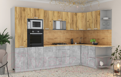 Готовая кухня Интерлиния Мила Лайт 1.68x3.2 правая