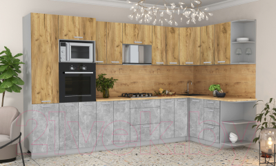 Готовая кухня Интерлиния Мила Лайт 1.68x3.4 правая