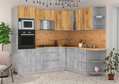 Готовая кухня Интерлиния Мила Лайт 1.88x2.4 правая