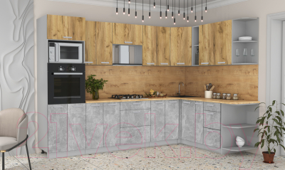 Готовая кухня Интерлиния Мила Лайт 1.88x3.0 правая