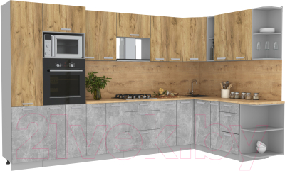 Готовая кухня Интерлиния Мила Лайт 1.88x3.4 правая - фото