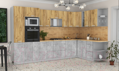 Готовая кухня Интерлиния Мила Лайт 1.88x3.4 правая