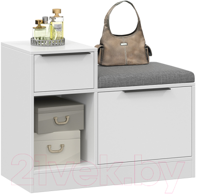 Тумба в прихожую ТриЯ Агата комбинированная (белый)