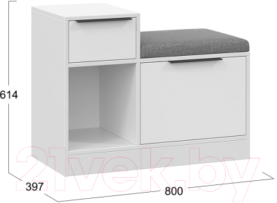 Тумба в прихожую ТриЯ Агата комбинированная (белый)
