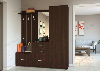 Секция в прихожую Интермебель Визит-1 (дуб венге)