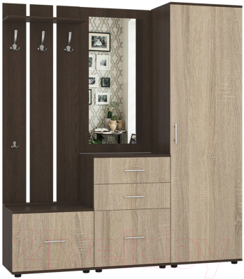Секция в прихожую Интермебель Визит-1 (дуб венге/дуб сонома) - фото