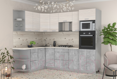 Готовая кухня Интерлиния Мила Лайт 1.68x2.6 левая