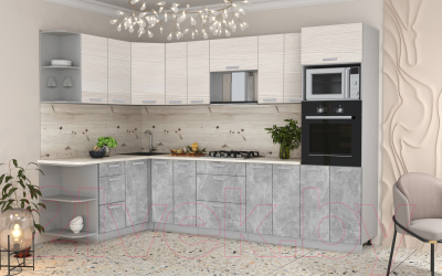 Готовая кухня Интерлиния Мила Лайт 1.68x3.0 левая