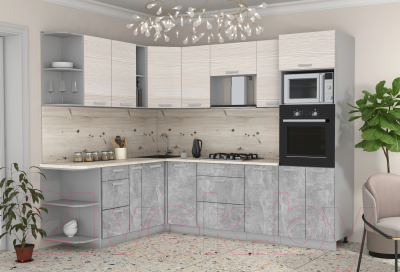 Готовая кухня Интерлиния Мила Лайт 1.88x2.6 левая