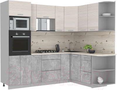 Готовая кухня Интерлиния Мила Лайт 1.68x2.4 правая - фото