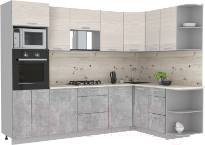 Готовая кухня Интерлиния Мила Лайт 1.68x2.8 правая - фото