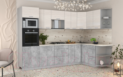 Готовая кухня Интерлиния Мила Лайт 1.68x3.0 правая