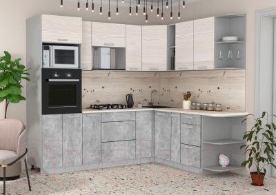 Готовая кухня Интерлиния Мила Лайт 1.88x2.4 правая