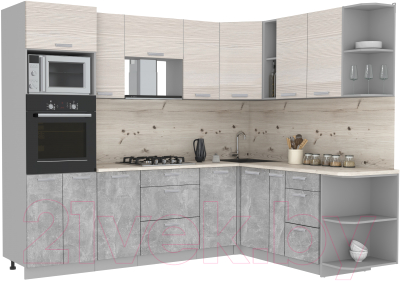 Готовая кухня Интерлиния Мила Лайт 1.88x2.6 правая - фото