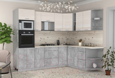 Готовая кухня Интерлиния Мила Лайт 1.88x2.6 правая