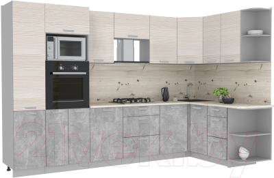 Готовая кухня Интерлиния Мила Лайт 1.88x3.2 правая - фото