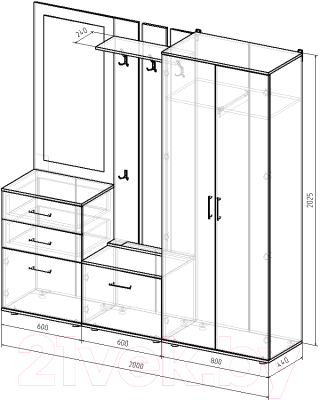 Секция в прихожую Интермебель Визит-4 (дуб сонома)