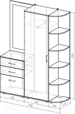 Секция в прихожую Интермебель Визит-3 (шимо светлый)