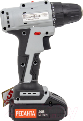 Аккумуляторная дрель-шуруповерт Ресанта ДА-20-2ЛК-Б (75/14/10)